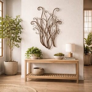 Handmade Wrought Iron Art Fiddlehead Sculpture 42" Whimsical Zen Vibes